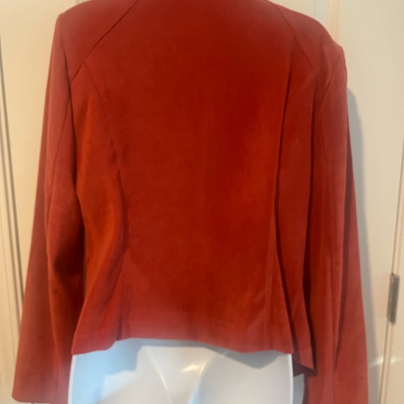 Cato Red Ruffled Open Front Suede Jacket - Picture 4 of 4